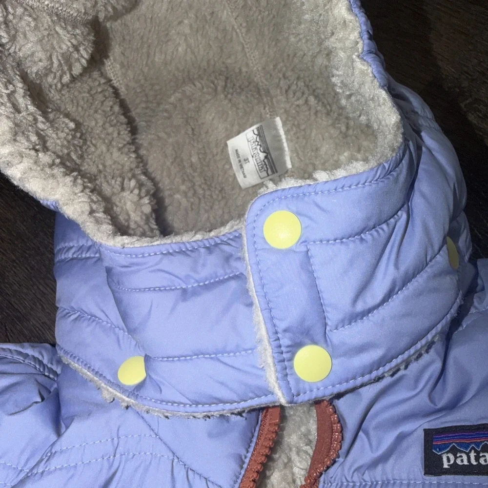 Patagonia Baby Jacket 3t Reversible Tribbles Hoody Deep Pile Hooded Orange Blue